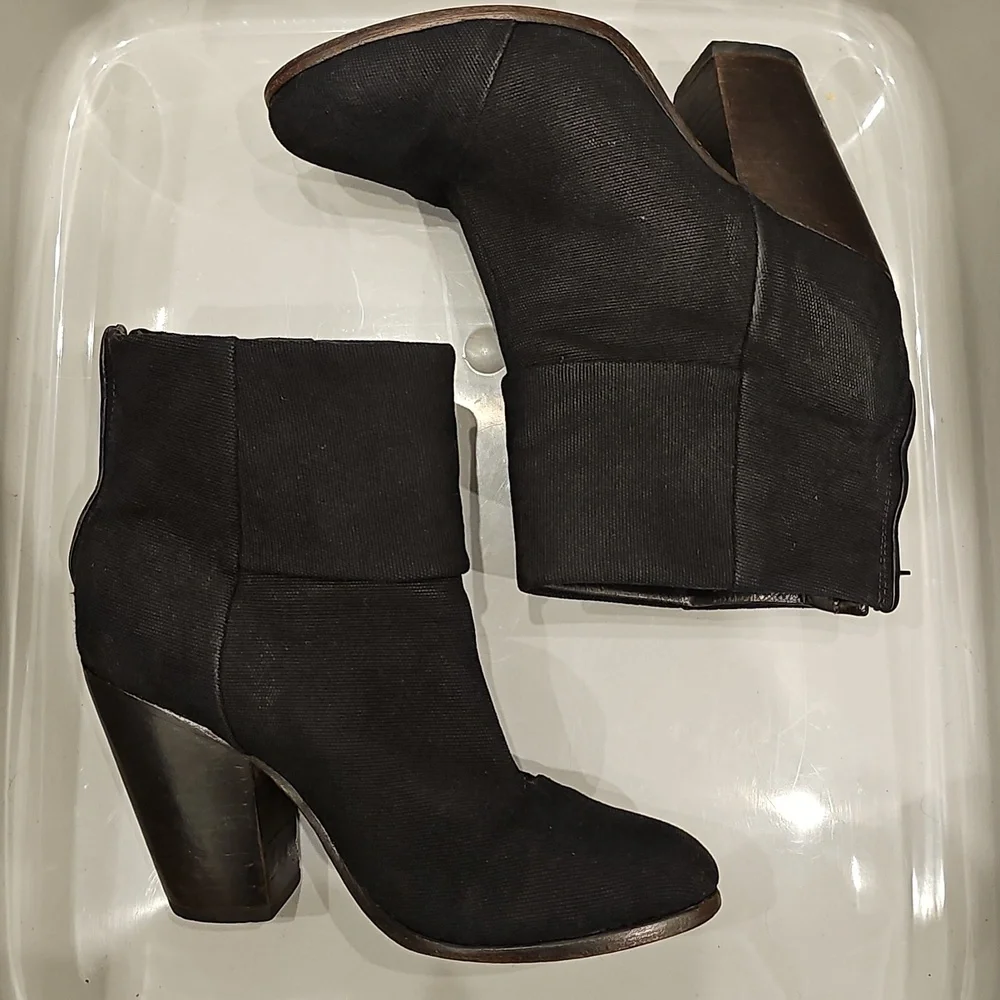RAG & BONE Black Canvas Ankle Newbury Booties